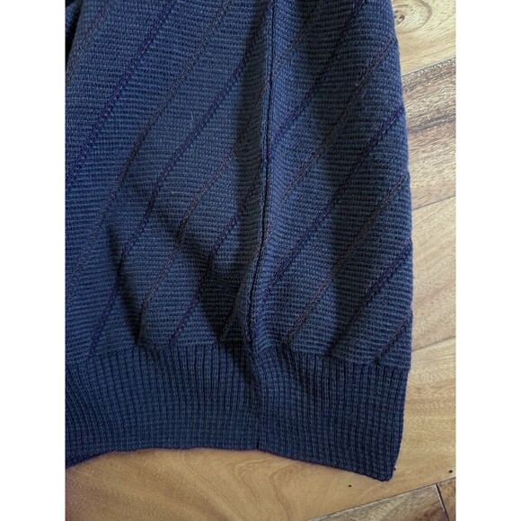 Vtg Idea Uomo Wool Blend Sweater Striped M Made In Italy Brown Preppy Professor - Picture 6 of 11